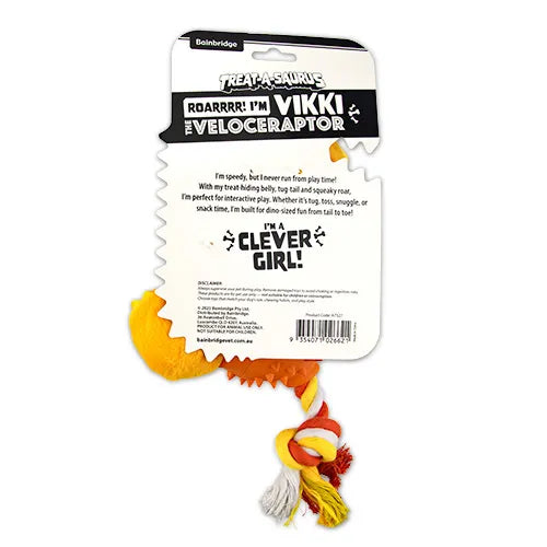 Vikki The Veloceraptor Treat A Saurus Dog Toy - Pet And Farm