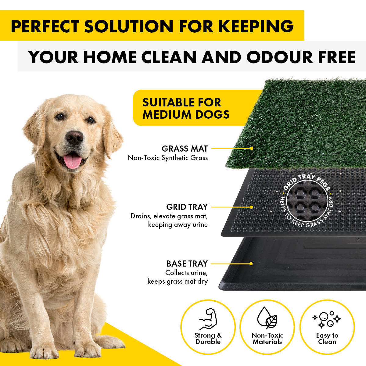 Pet Basic Portable Dog Potty Trainer 3 Layer System Odour Resistant 76 x 50cm - Pet And Farm
