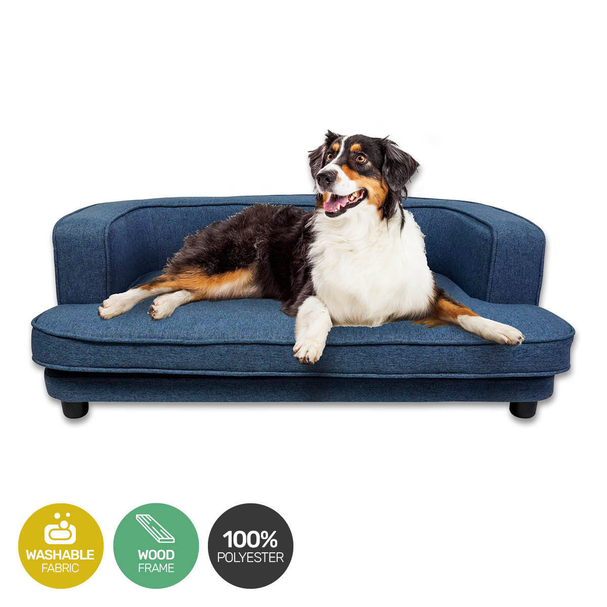 Pet Basic Pet Sofa Bed Stylish Luxurious Sturdy Washable Fabric Blue 98cm - Pet And Farm