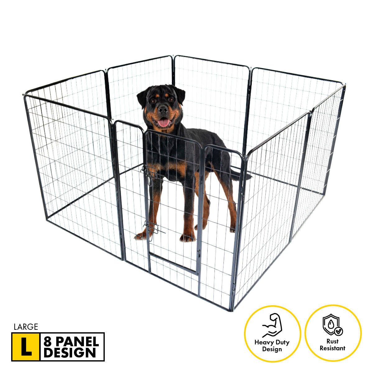 Pet Basic 8 Panel Pet Playpen Exercise Enclosure Cage Puppy Dog 80cm x 100cm - Pet And Farm