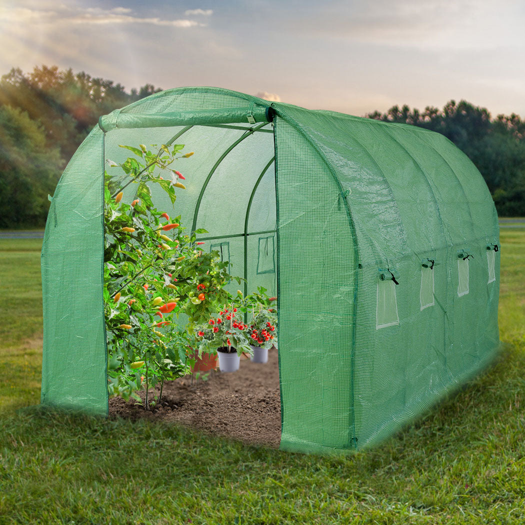 Greenhouse Plastic Film Shed Walk in Outdoor Garden Green House Tunnel Frame - Pet And Farm