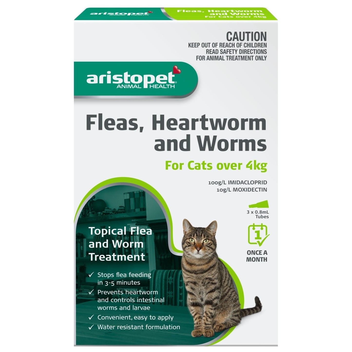 Aristopet Fleas, Heartworm & Worms Spot-on Treatment for Cats over 4kg 6's - Pet And Farm