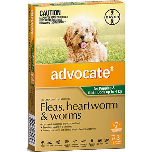 Advocate Green Spot-On For Small Dog Puppies 0-4Kg 3 Pack - Pet And Farm