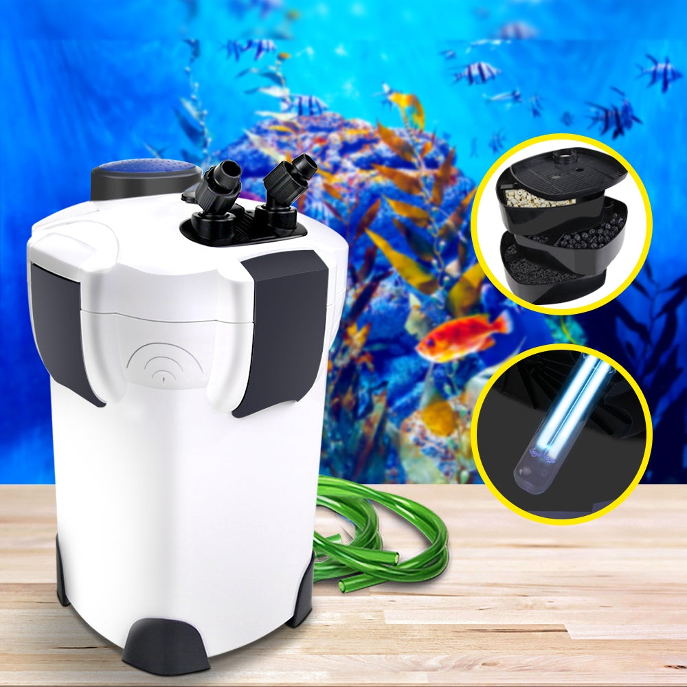 Aquarium External Canister Filter Aqua Fish Tank UV Light with Media Kit 1850L/H - Pet And Farm
