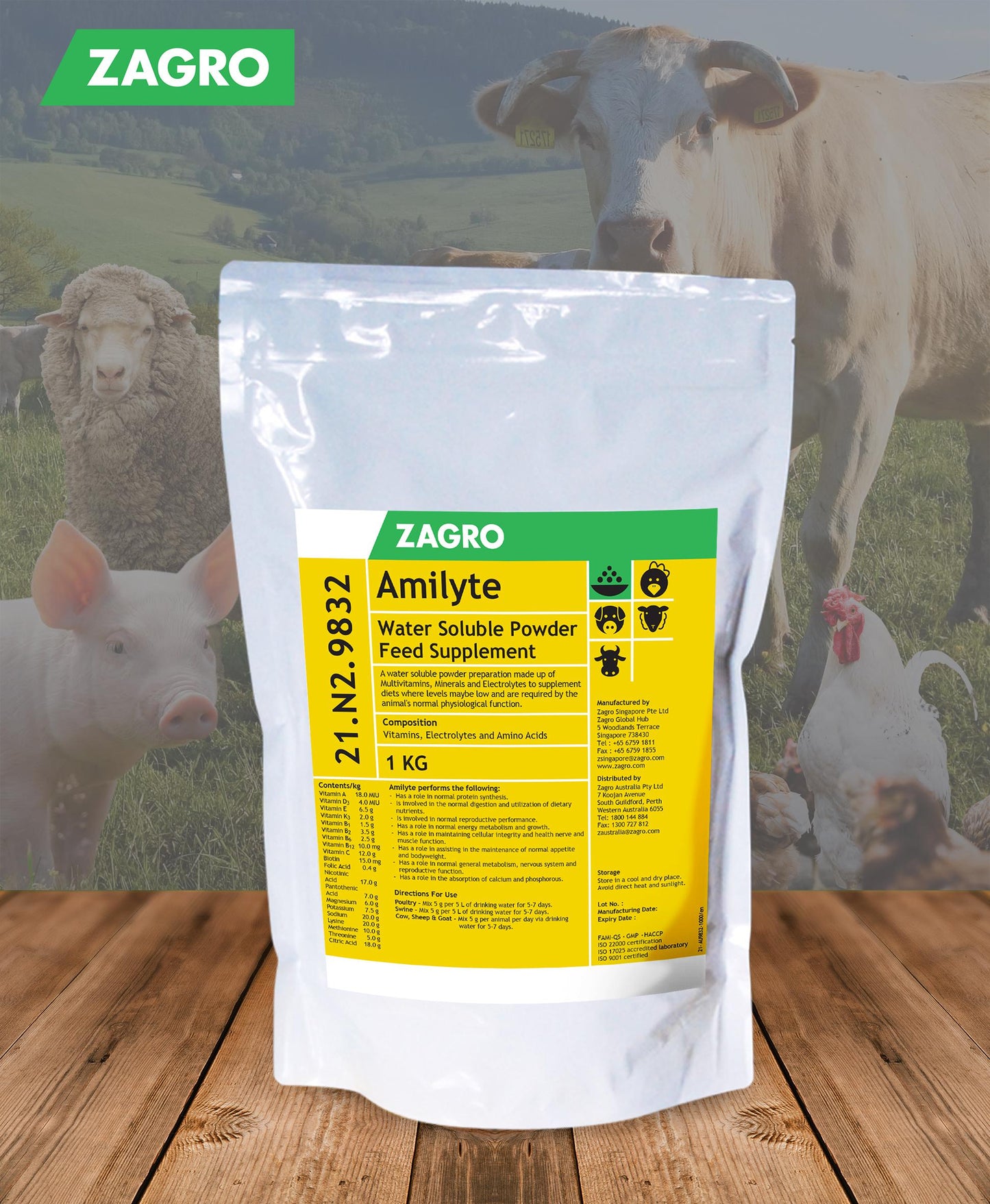 Amilyte Vitamins Electrolytes Amino Acids 1kg - Pet And Farm