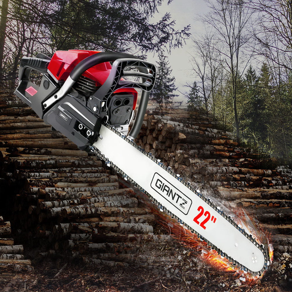 GIANTZ 58cc Commercial Petrol Chainsaw 22 Bar E-Start Chains Saw Tree Pruning - Pet And Farm