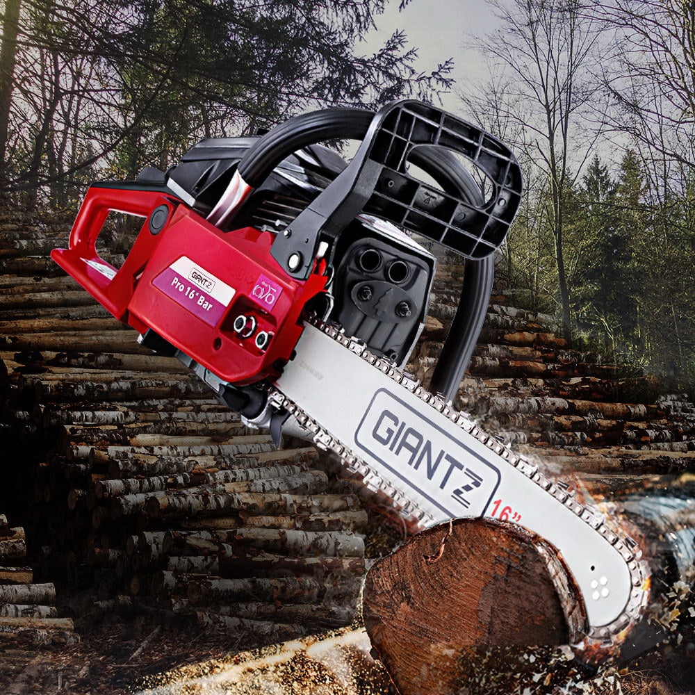 GIANTZ 45CC Petrol Commercial Chainsaw Chain Saw Bar E-Start Black - Pet And Farm