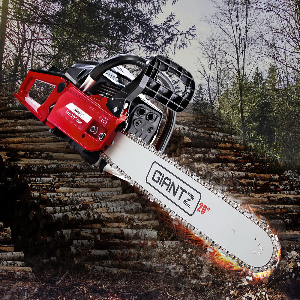 GIANTZ 52CC Petrol Commercial Chainsaw Chain Saw Bar E-Start Black - Pet And Farm