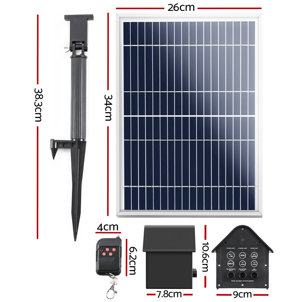 Solar Pond Pump with Battery Powered Submersible Kit LED Light & Remote 8.8 FT - Pet And Farm