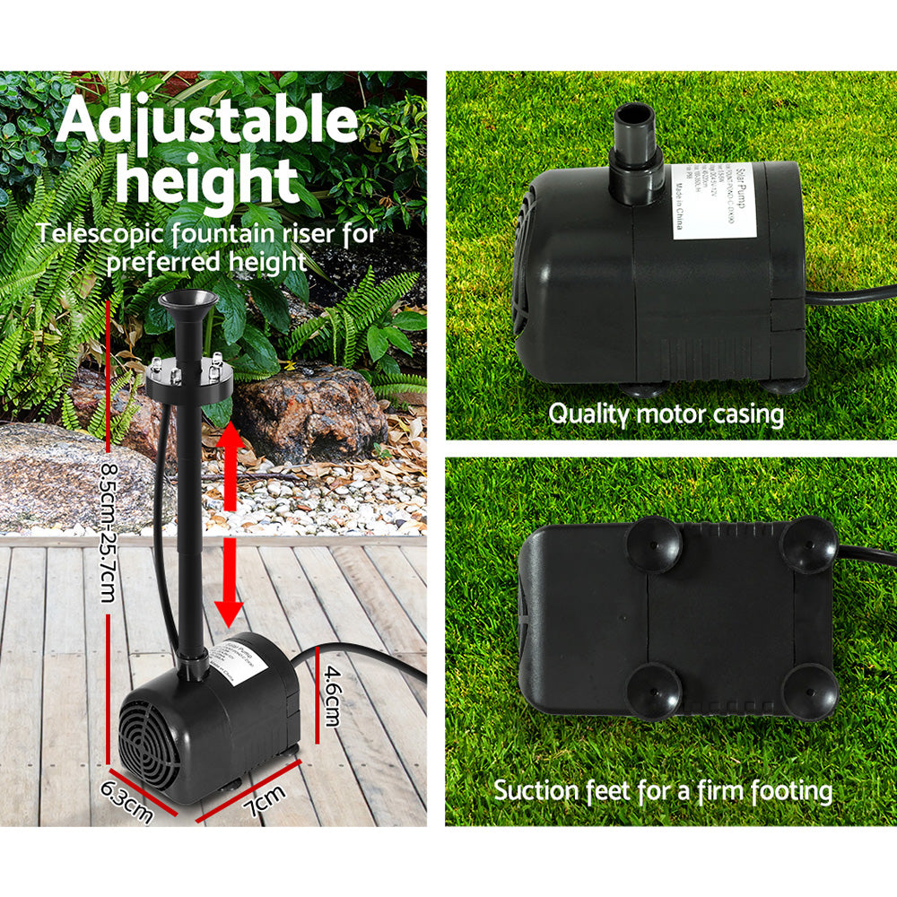 Solar Pond Pump with Battery Powered Submersible Kit LED Light & Remote 8.8 FT - Pet And Farm