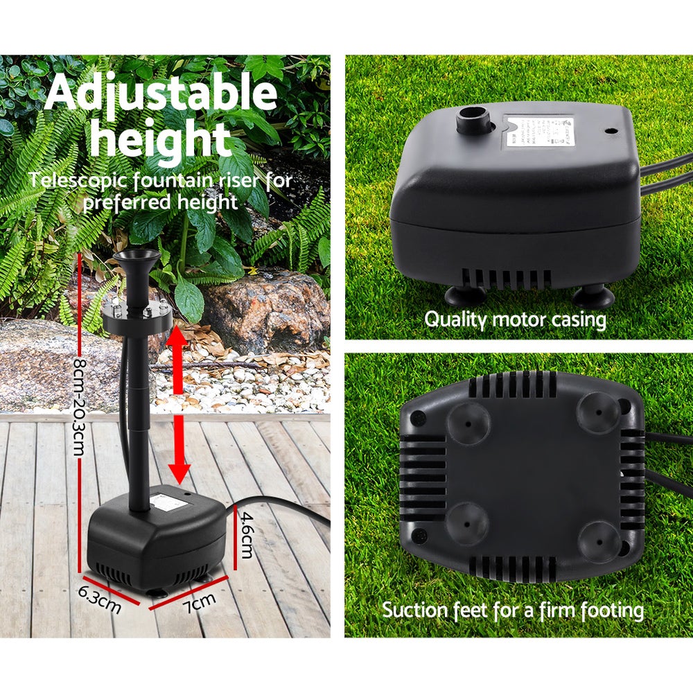 Solar Pond Pump Outdoor Garden Submersible Water Pumps with Battery Kit 4 FT - Pet And Farm