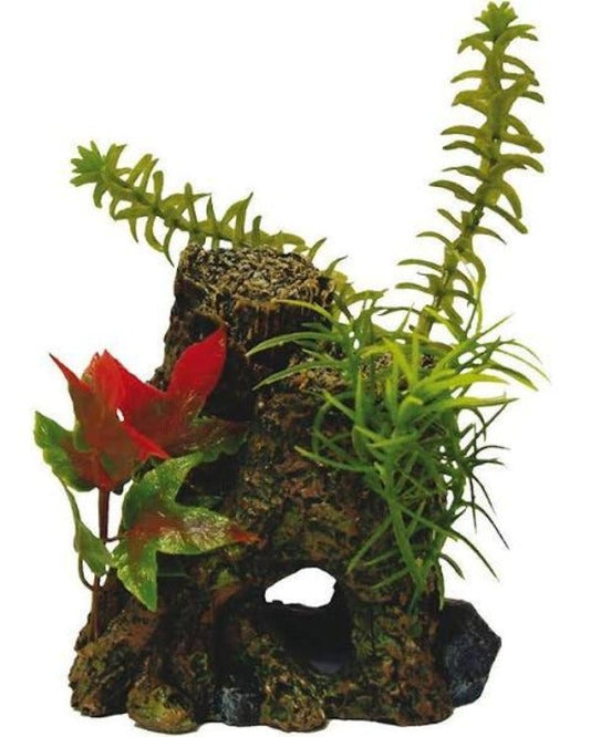 Deco-wood W/Plant Aquarium Ornament - Pet And Farm