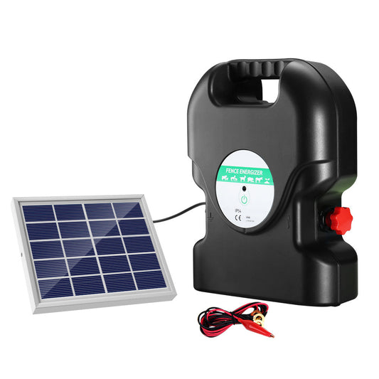 Giantz 8km Electric Fence Energiser Solar Energizer Charger Farm Animal 0.3J - Pet And Farm
