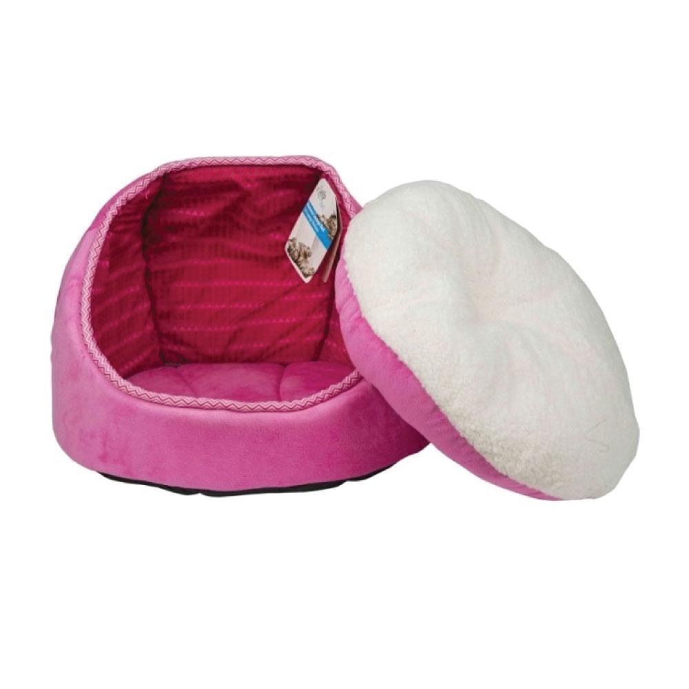 Cat Bed - Fleece Pink Monaco Lounge Couch Cave Plush Cushion Pet All For Paws - Pet And Farm
