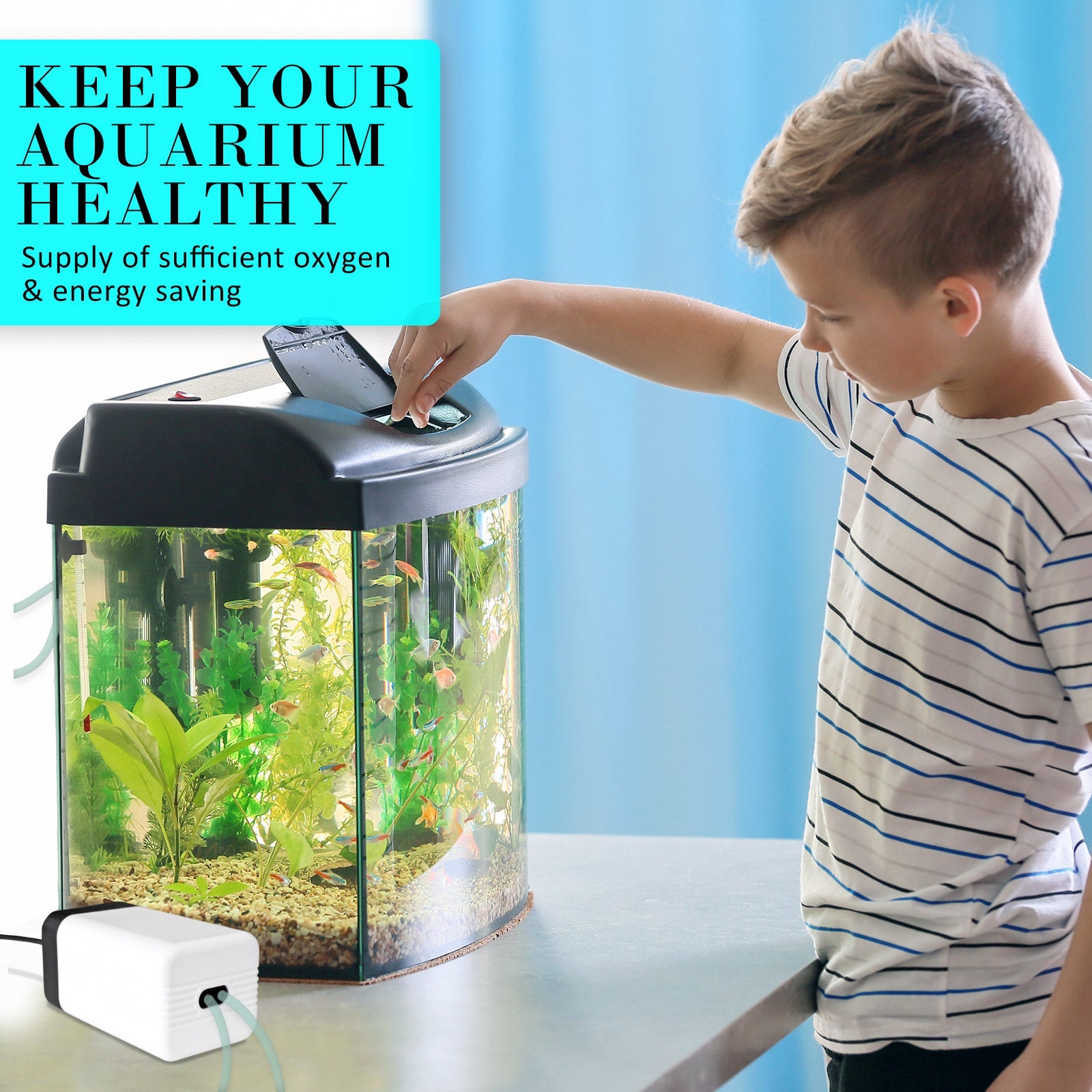 Dynamic Power Aquarium Air Pump Oxygen Hydroponic 2 Outlet 180L/H 4W - Pet And Farm