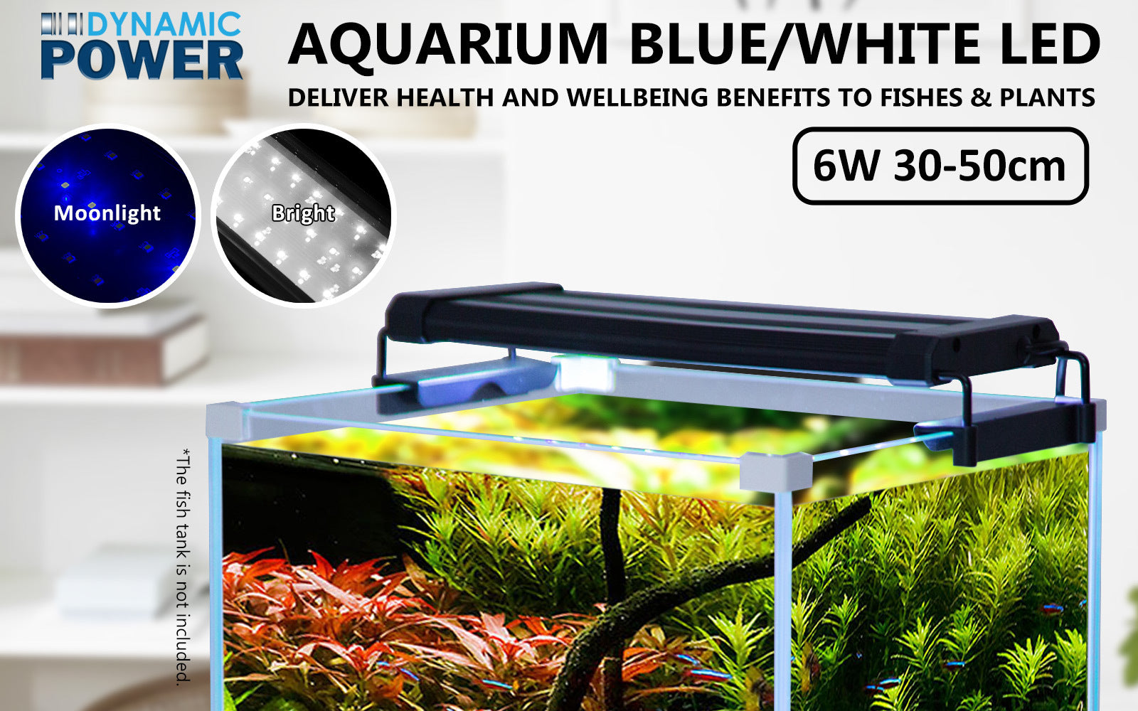 Dynamic Power 2 Set 6W Aquarium Blue White LED Light for Tank 30-50cm - Pet And Farm