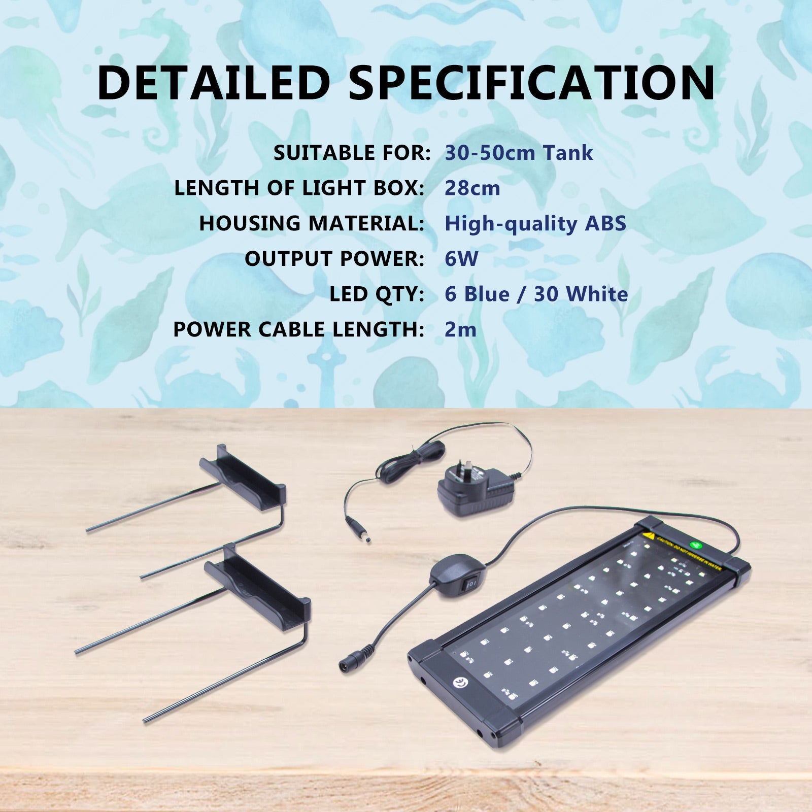 Dynamic Power 2 Set 6W Aquarium Blue White LED Light for Tank 30-50cm - Pet And Farm