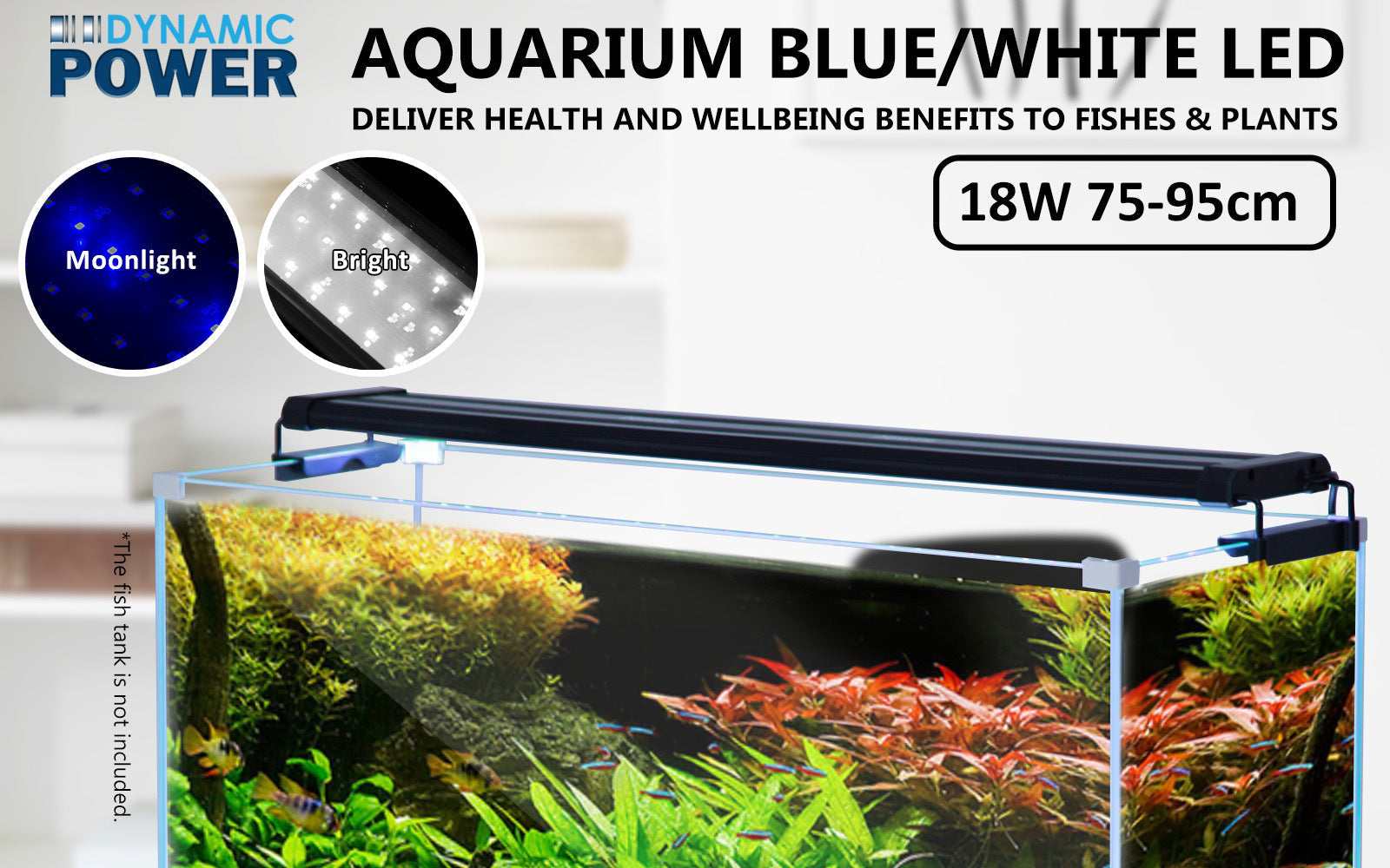 Dynamic Power 2 Set 18W Aquarium Blue White LED Light for Tank 75-95cm - Pet And Farm