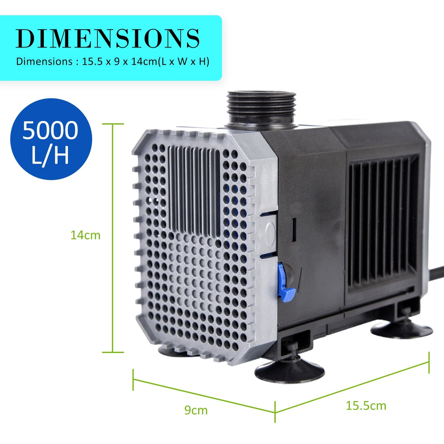 Dynamic Power Aquarium Submersible Water Pump 5000L/H 80W 3.8m Pond - Pet And Farm