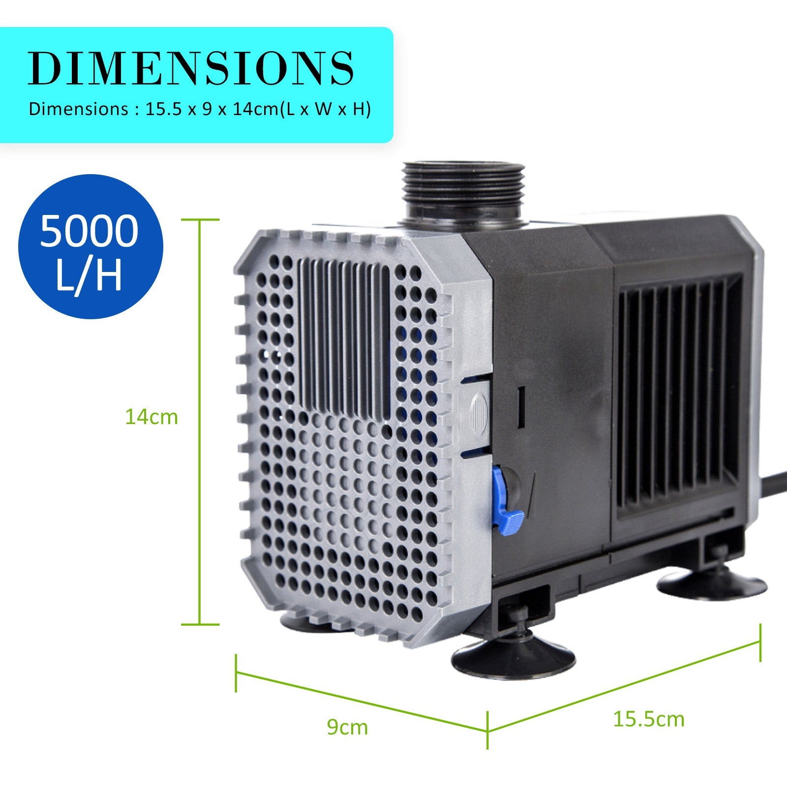 Dynamic Power Aquarium Submersible Water Pump 5000L/H 80W 3.8m Pond - Pet And Farm