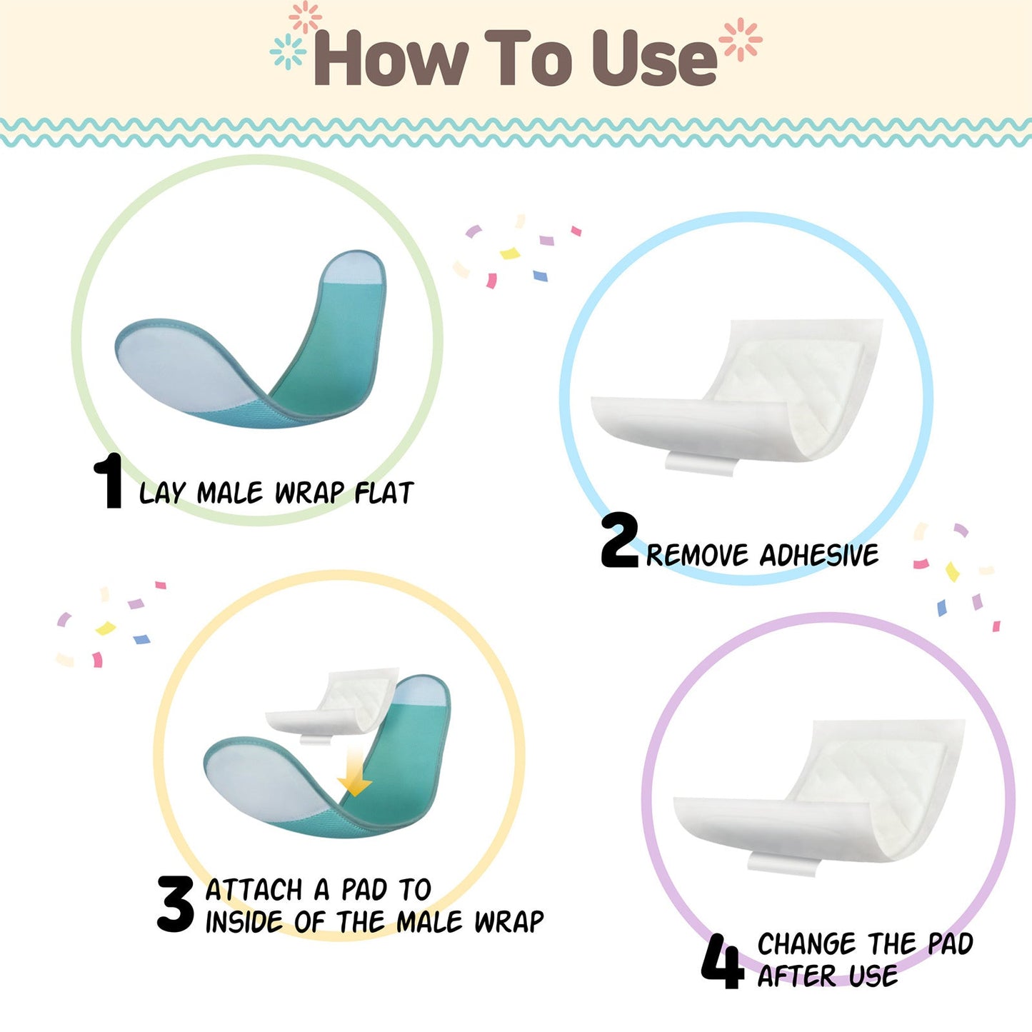 PawPang M Dog Wrap Reusable Male + 10 Ct M Diaper Booster Pads Disposable - Pet And Farm