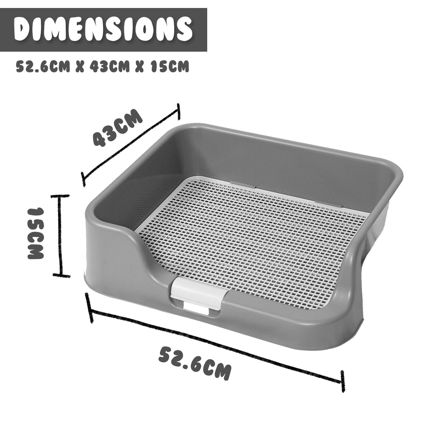 PS KOREA Grey Dog Pet Potty Tray Training Toilet Raised Walls T1 - Pet And Farm