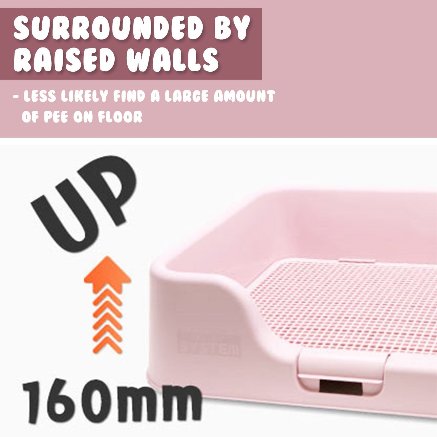 PS KOREA Pink Dog Pet Potty Tray Training Toilet Raised Walls T1 - Pet And Farm