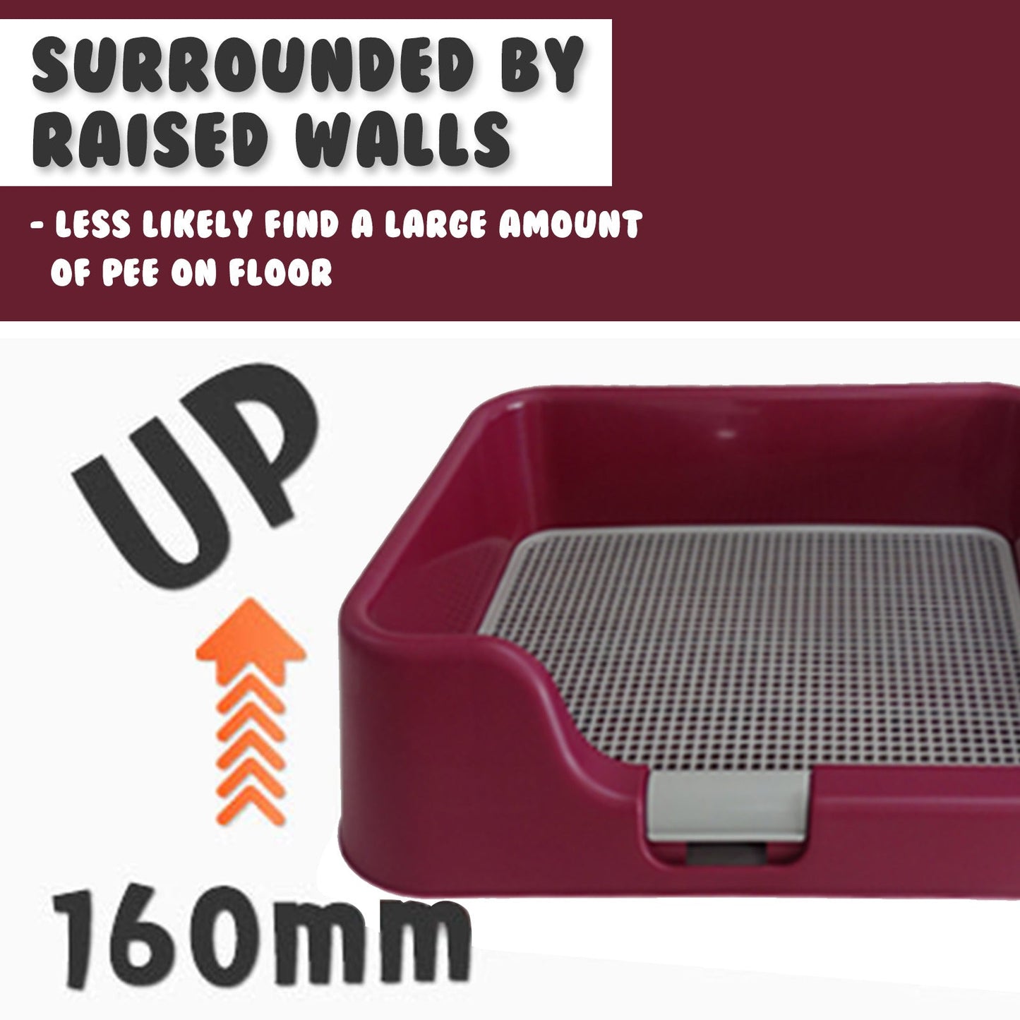 PS KOREA Wine Dog Pet Potty Tray Training Toilet Raised Walls T1 - Pet And Farm