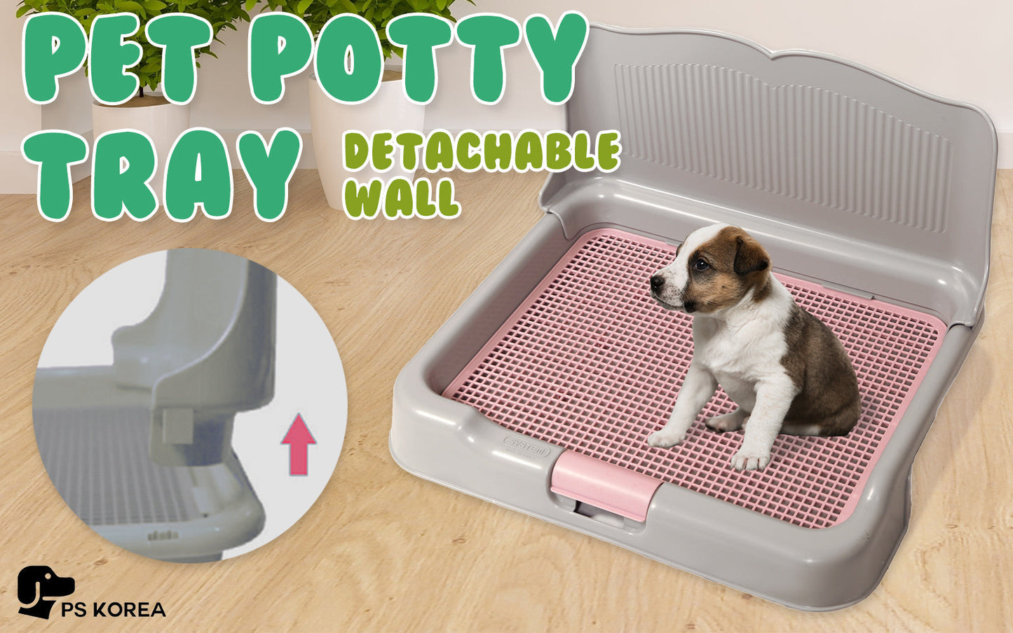 PS KOREA Grey Dog Pet Potty Tray Training Toilet Detachable Wall T2 - Pet And Farm