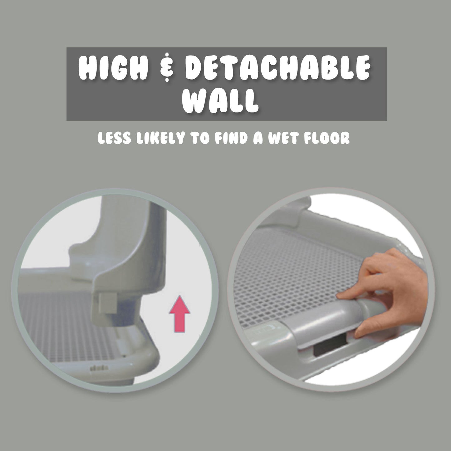 PS KOREA Grey Dog Pet Potty Tray Training Toilet Detachable Wall T2 - Pet And Farm