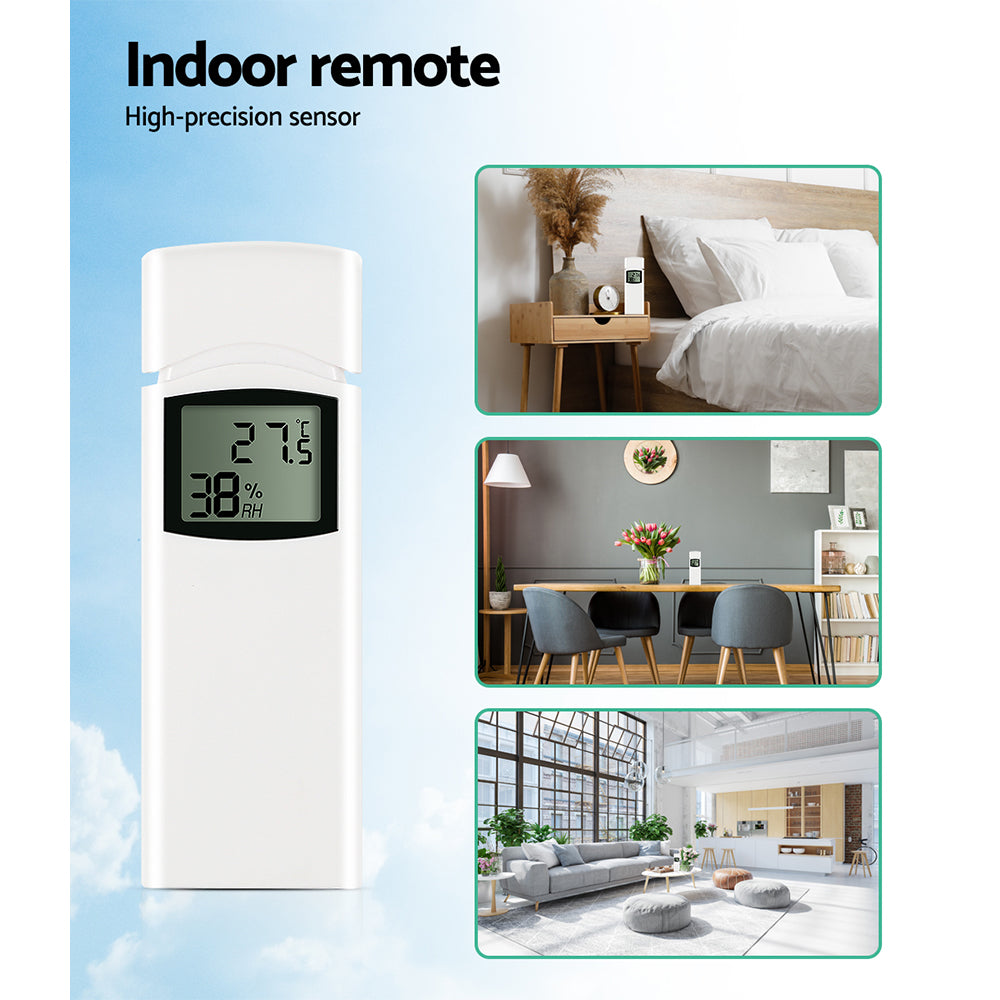 Devanti Weather Station Indoor Outdoor Wireless WiFi Rain Gauge Anemometer Solar - Pet And Farm