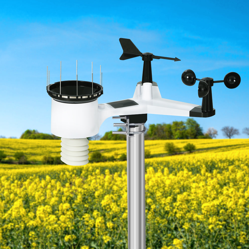 Devanti Weather Station Indoor Outdoor Wireless WiFi Rain Gauge Anemometer Solar - Pet And Farm