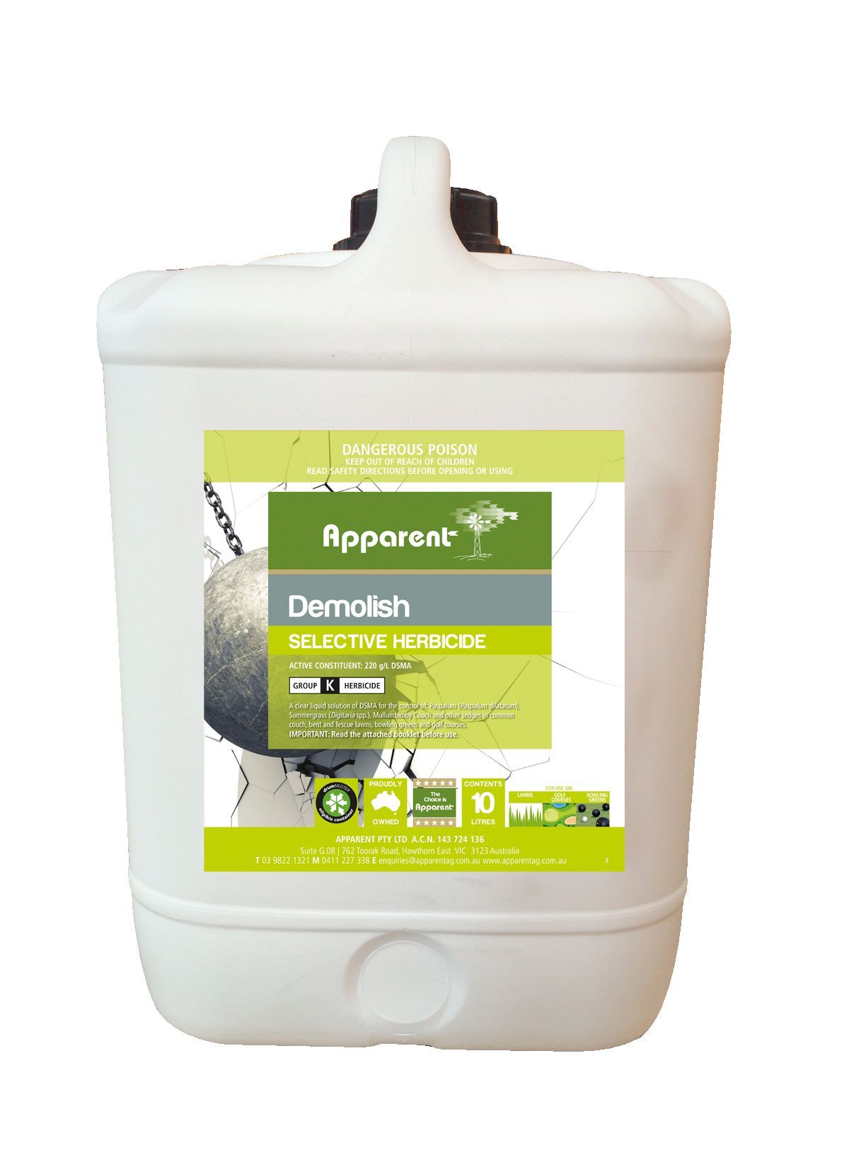 apparent herbicide Apparent Demolish DSMA 220 10L – Equine And Pet