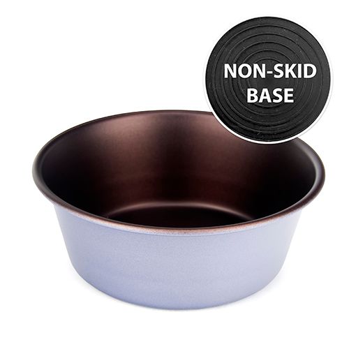 Dog Bowl Stainless Steel Non-Skid - Grey & Copper - Pet And Farm