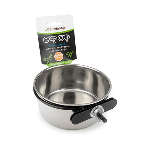 Coop Cups – Stainless Steel with Clamp - Pet And Farm
