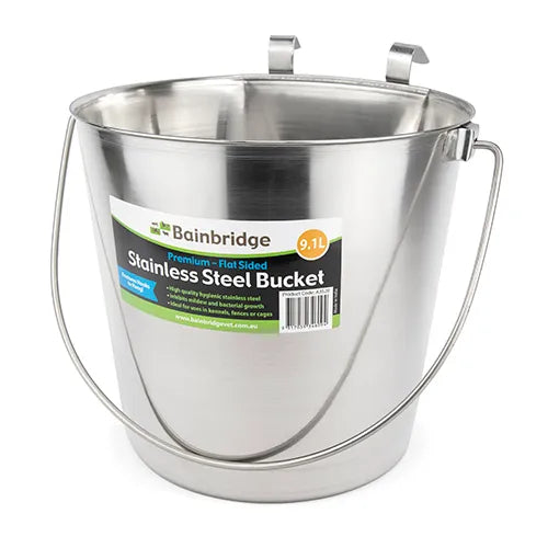 Flat Sided Stainless Buckets - Pet And Farm