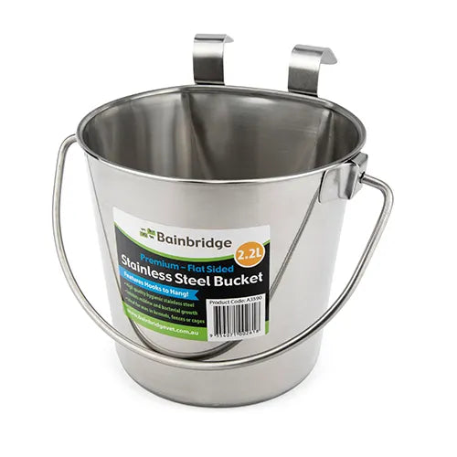 Flat Sided Stainless Buckets - Pet And Farm