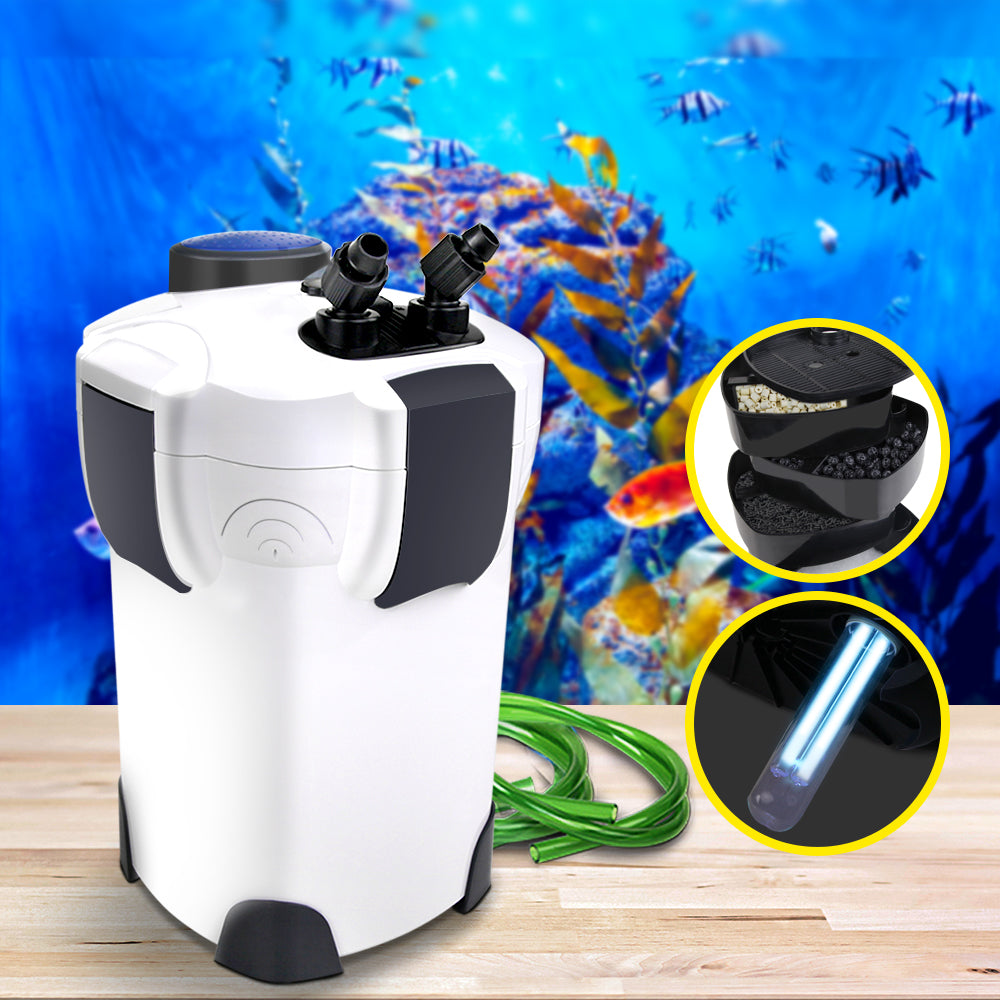 Aquarium External Canister Filter Aqua Fish Tank UV Light with Media Kit 2400L/H - Pet And Farm 