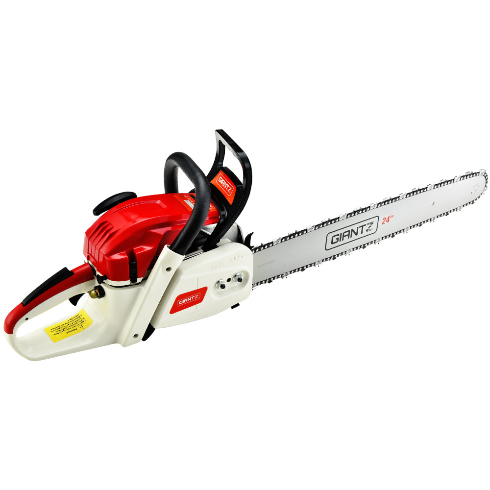 Giantz 88cc Commercial Petrol Chainsaw E-Start 24 Bar Pruning Chain Saw - Pet And Farm 