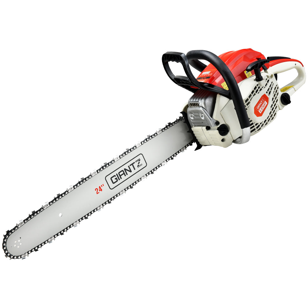 Giantz 65cc Petrol Chainsaw 24 Inch Bar Chain Saw Tree Pruner 2 Stroke E-Start - Pet And Farm 