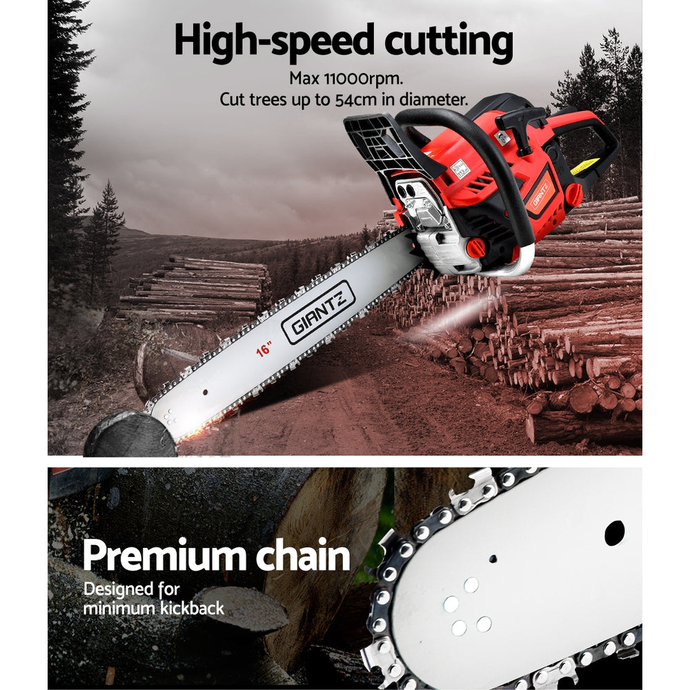 Giantz Petrol Chainsaw Chain Saw E-Start Commercial 45cc 16'' Top Handle Tree - Pet And Farm 