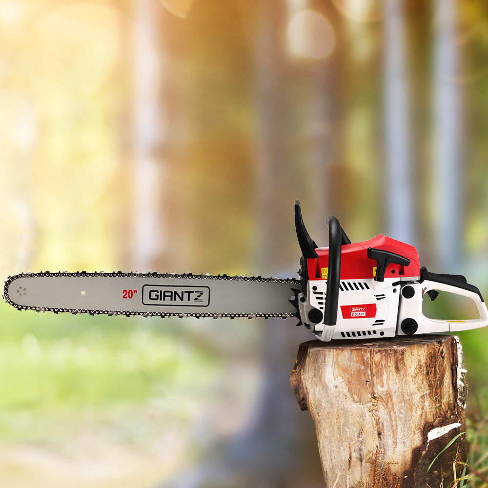 Giantz 62cc Petrol Commercial Chainsaw 20" Bar E-Start Tree Chain Saw Pruning - Pet And Farm 