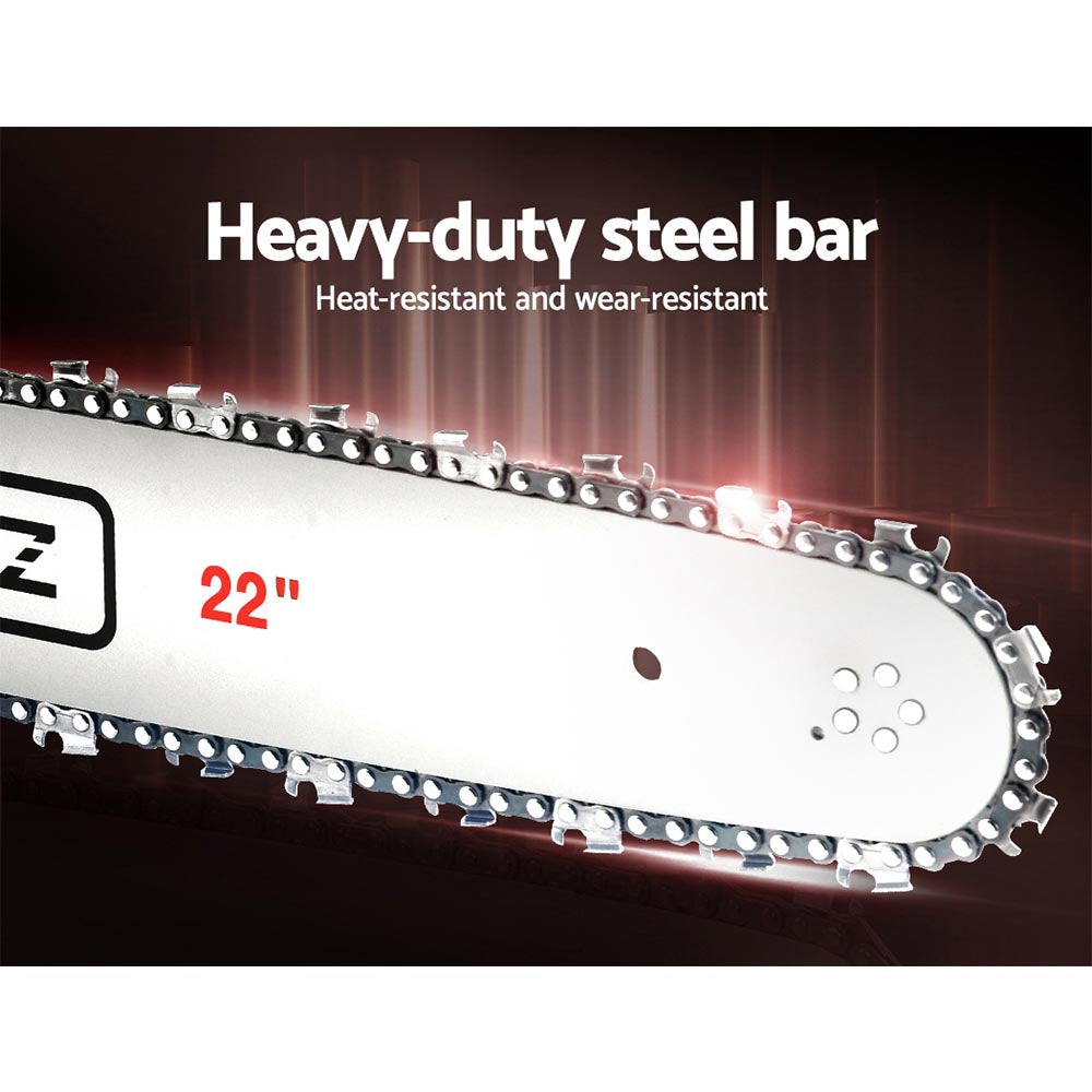 Giantz Chainsaw Petrol 62CC 22" Bar Commercial E-Start Pruning Chain Saw - Pet And Farm 