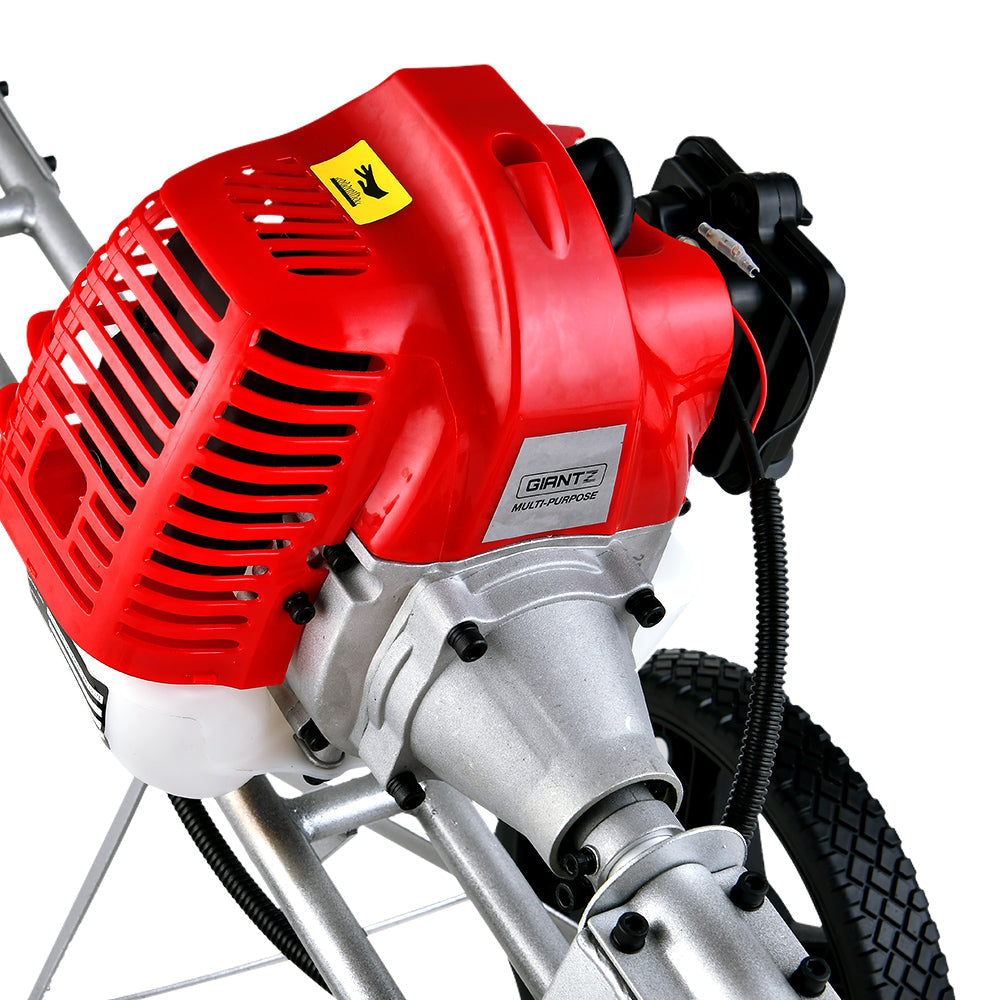 Giantz 62cc Petrol Brush Cutter Whipper Saw Trimmer 2 Stroke 3-in-1 Wheel - Pet And Farm 