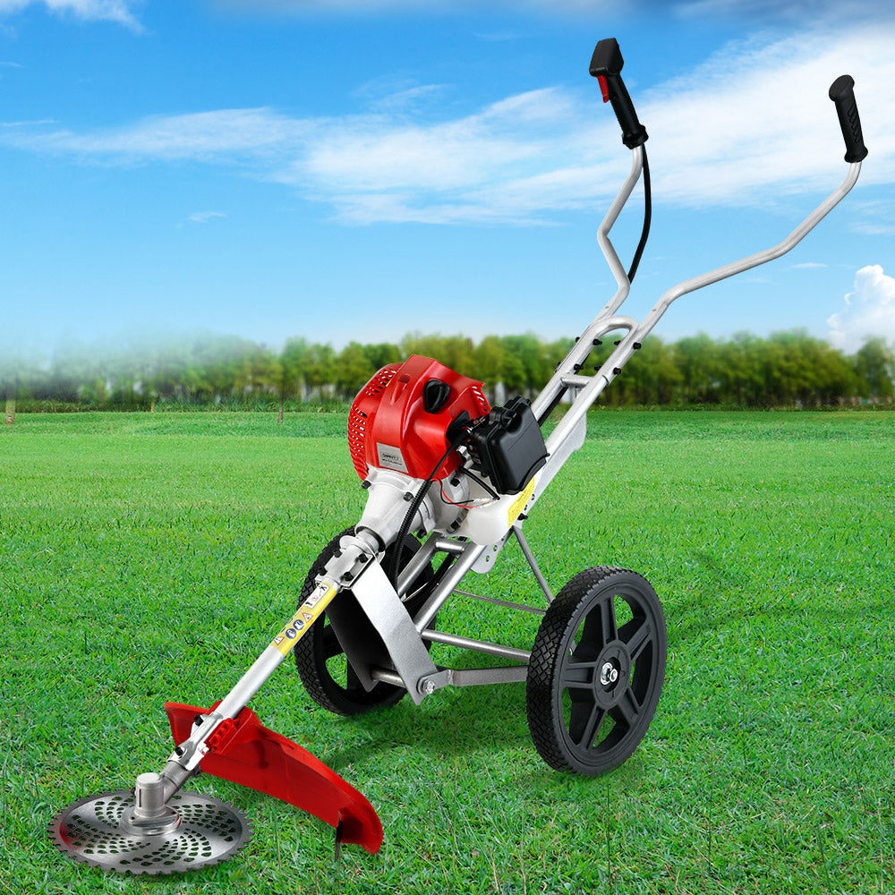 Giantz 52cc Petrol Brush Cutter Whipper Saw Trimmer 2 Stroke 3-in-1 Wheel - Pet And Farm 