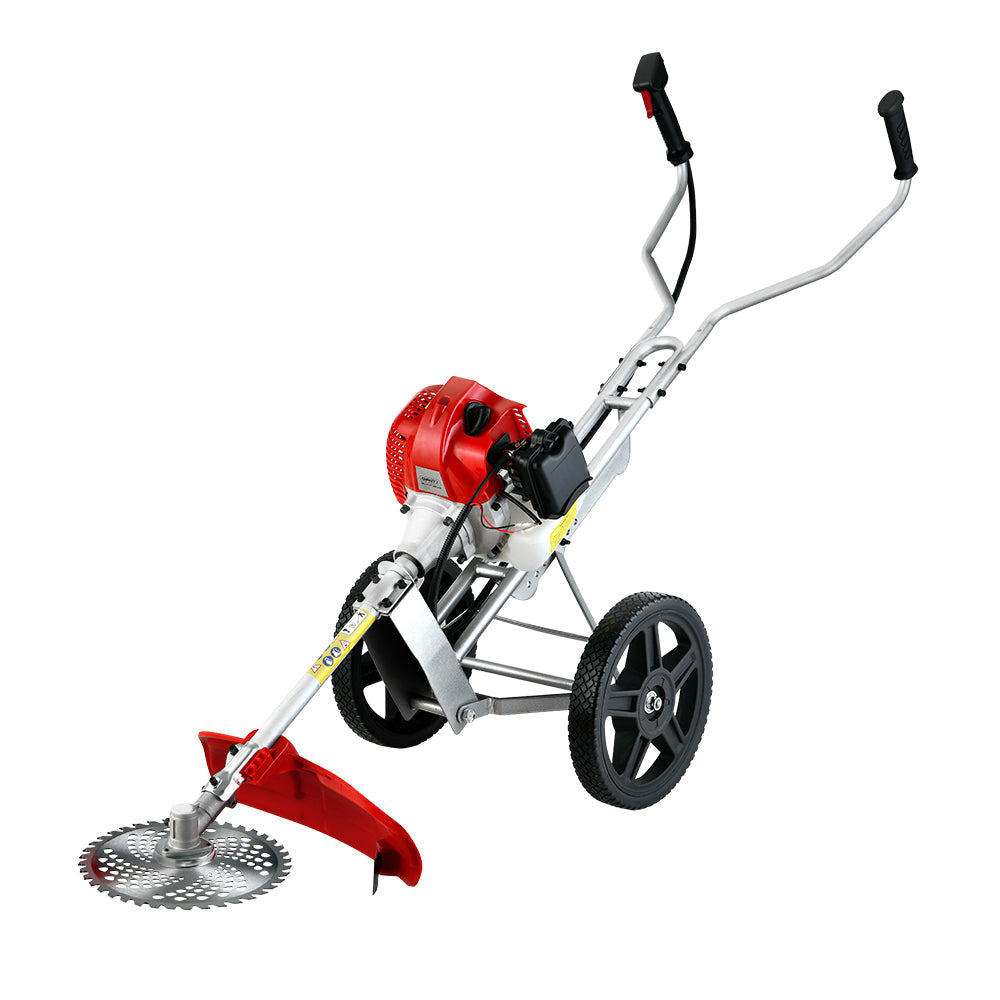 Giantz 52cc Petrol Brush Cutter Whipper Saw Trimmer 2 Stroke 3-in-1 Wheel - Pet And Farm 