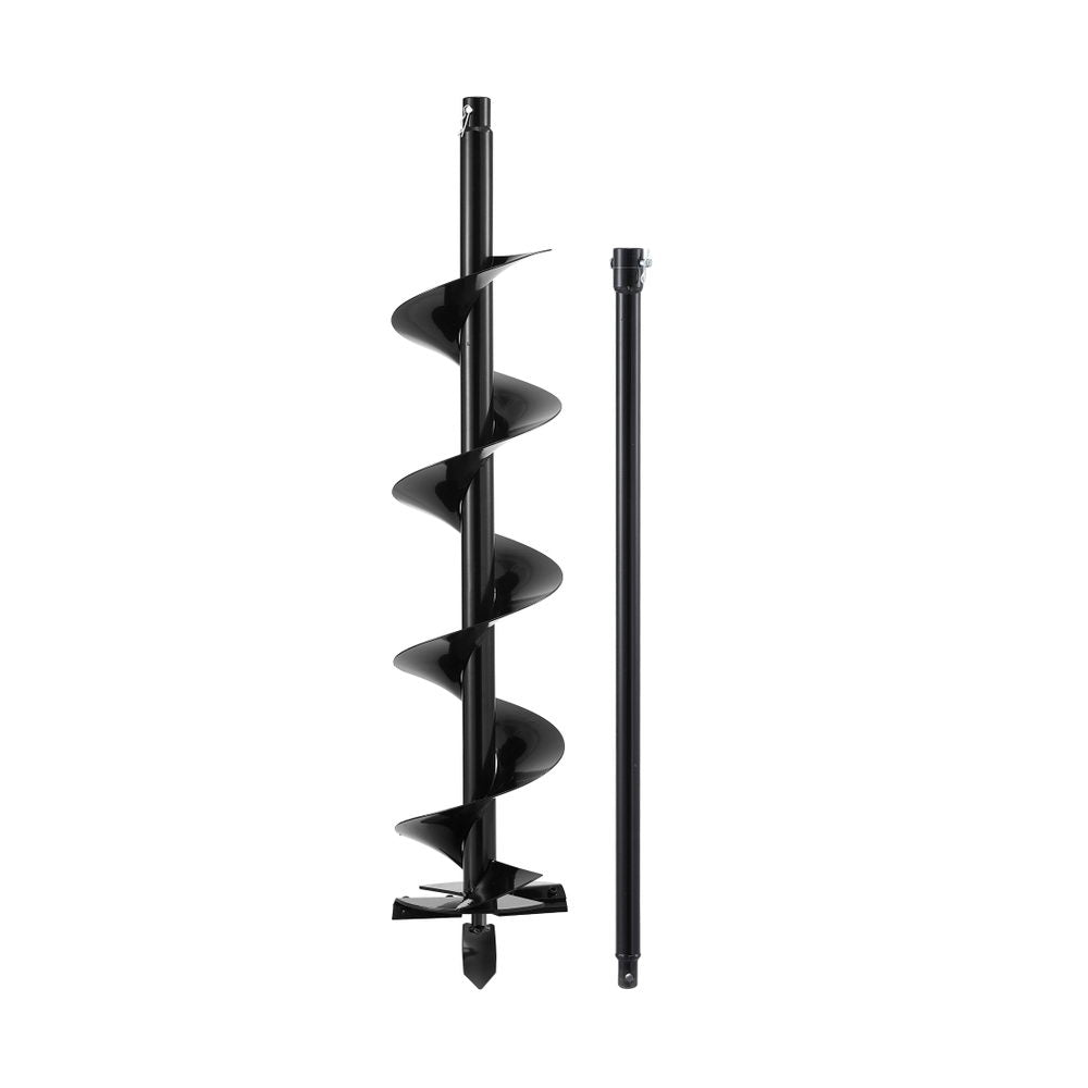 Giantz Post Hole Digger Auger Drill Bit 200mm with 80cm Extension Shaft Black - Pet And Farm 