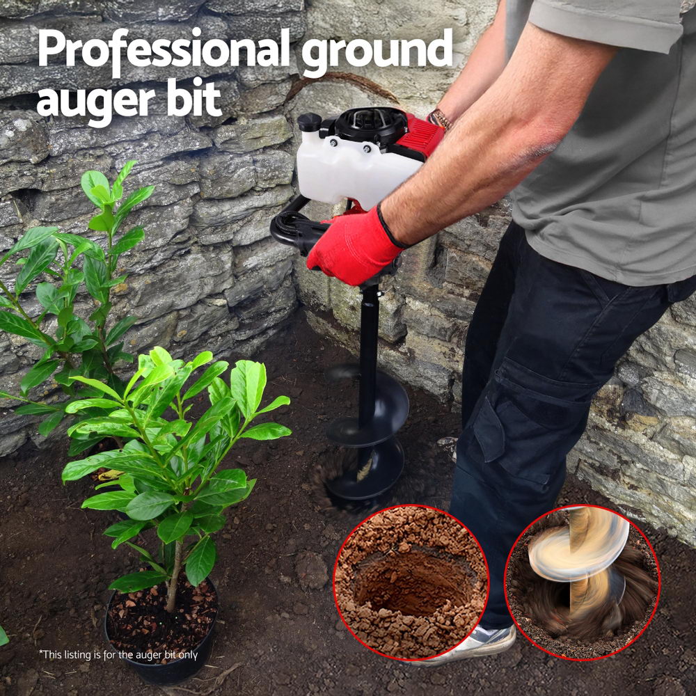 Giantz Post Hole Digger Auger Drill Bit 200mm with 80cm Extension Shaft Black - Pet And Farm 