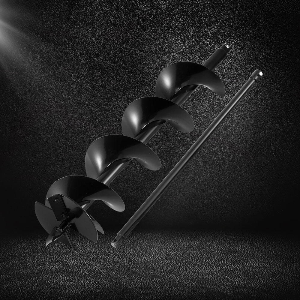 Giantz Post Hole Digger Auger Drill Bit 200mm with 80cm Extension Shaft Black - Pet And Farm 