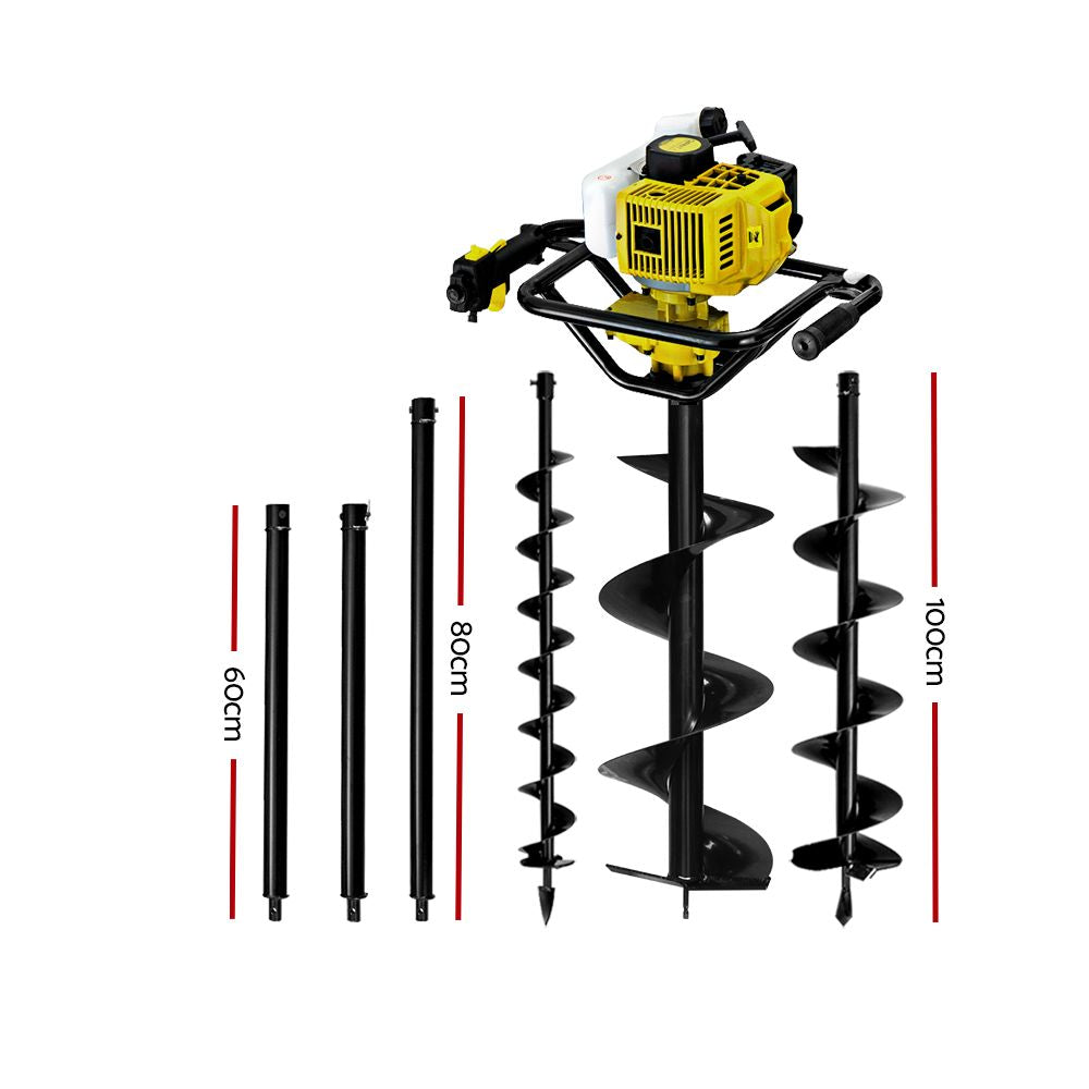 Giantz Post Hole Digger 92CC Petrol Auger Diggers Drill Borer Fence Earth Power - Pet And Farm 